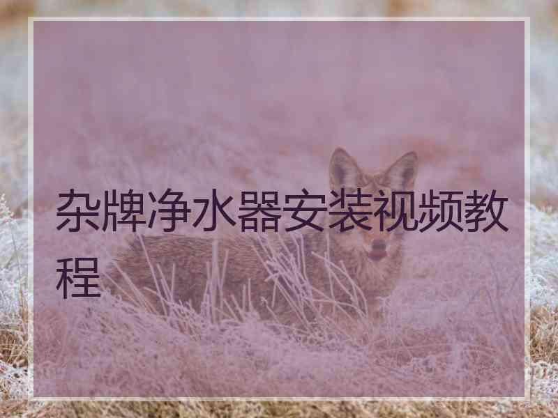 杂牌净水器安装视频教程